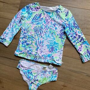 Lilly Pulitzer girl swim rash guard set size 10